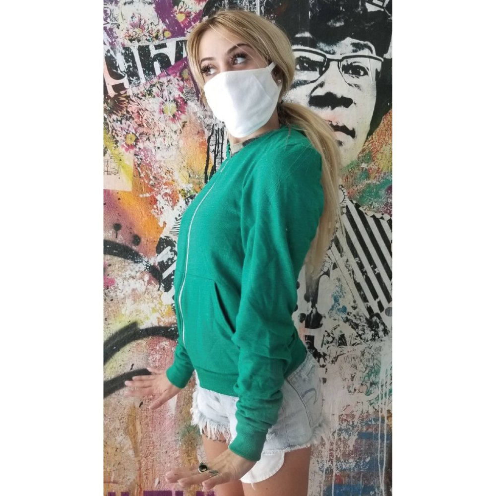 Green Terry Cotton Zip Up